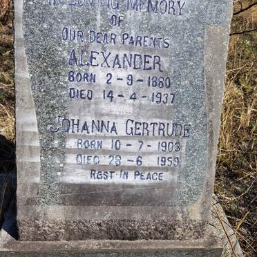 MATHER Alexander 1880-1937 &amp; Johanna Gertrude 1908-1959
