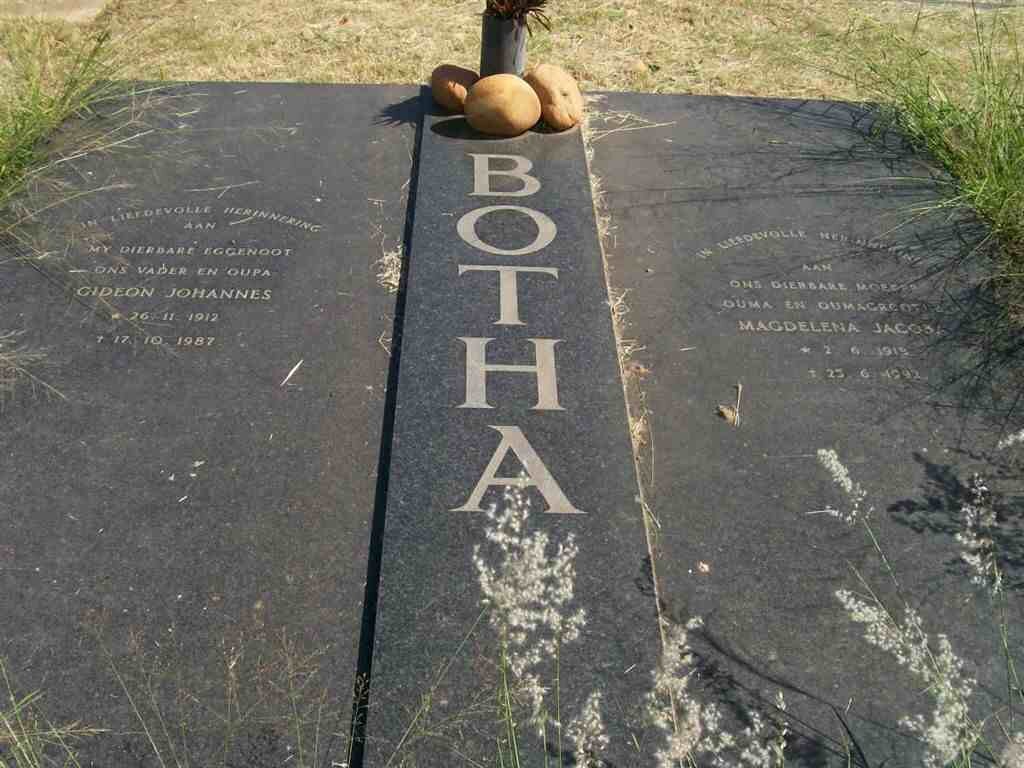 BOTHA Gideon Johannes 1912-1987 &amp;  Magdalena Jacoba 1918-1992