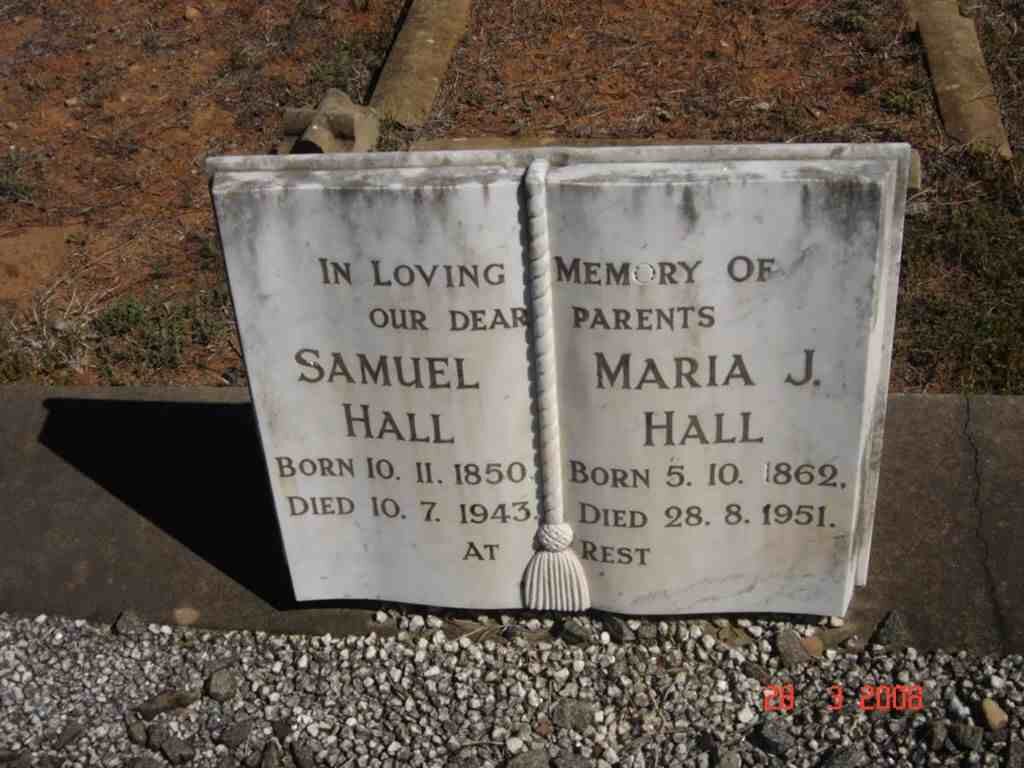 HALL Samuel 1850-1943 &amp; Maria J. 1862-1951
