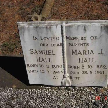 HALL Samuel 1850-1943 &amp; Maria J. 1862-1951