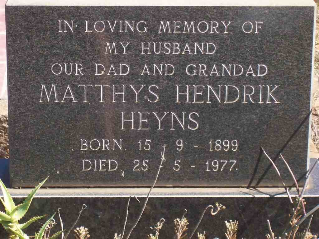 HEYNS Matthys Hendrik 1899-1977