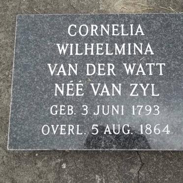 WATT Cornelia Wilhelmina, van der nee VAN ZYL 1793-1864