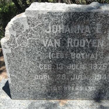 ROOYEN Johanna E., van nee BOTHA 1875-1940