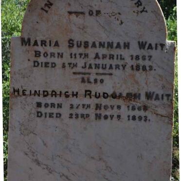 WAIT Heindrich Rudolph 1864-1893 :: WAIT Maria Susannah 1867-1883