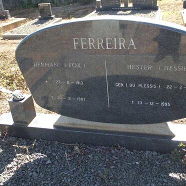 FERREIRA Herman 1913-1987 &amp; Hester DU PLESSIS 1911-1995