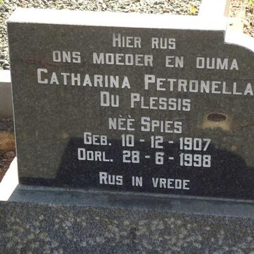 PLESSIS Catharina Petronella, du nee SPIES 1907-1998