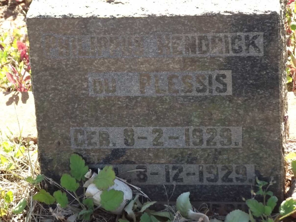 PLESSIS Philippus Hendrick, du 1929-1929