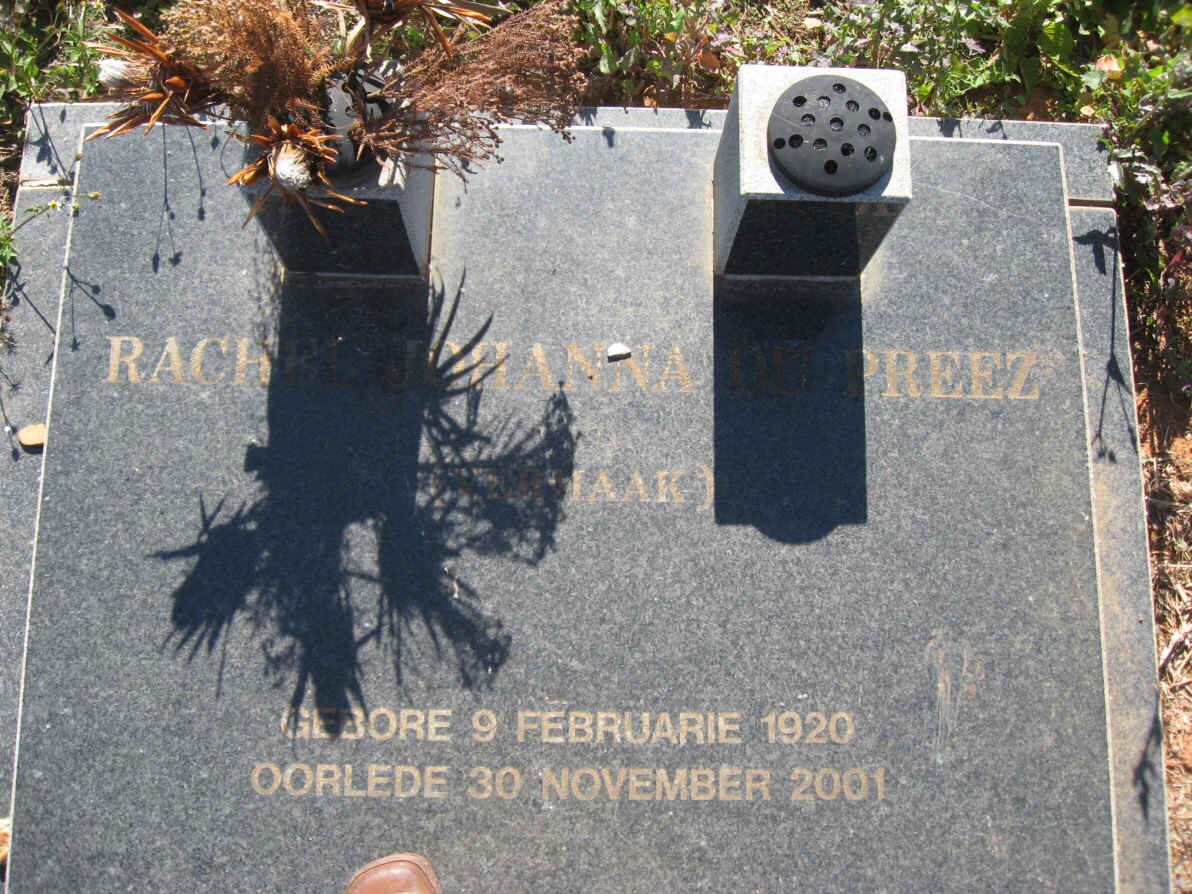 PREEZ Rachel Johanna, du nee VERMAAK 1920-2001