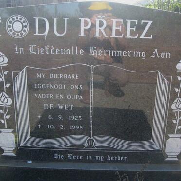 PREEZ De Wet, Du 1925-1998