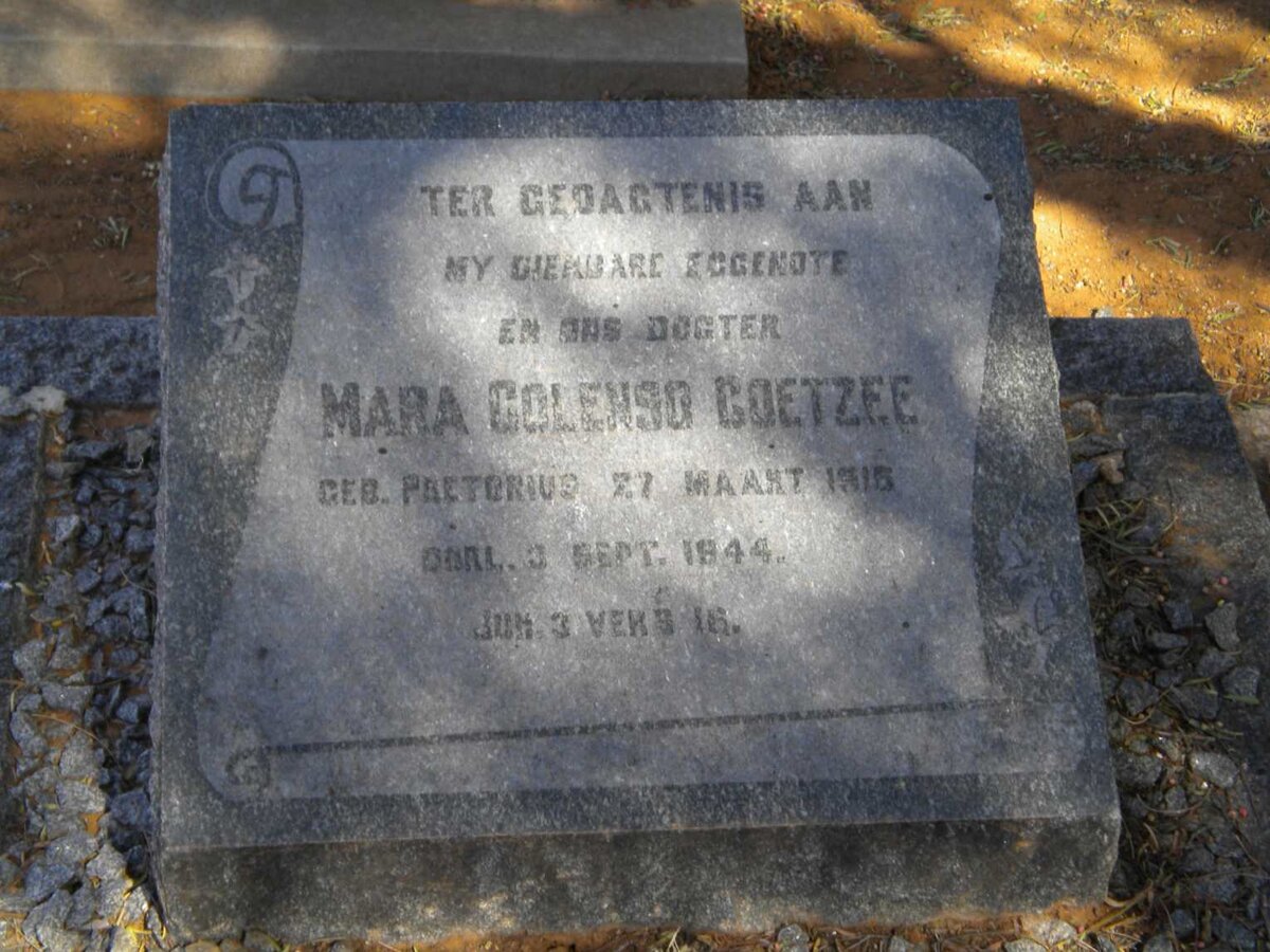 COETZEE Mara Colenso nee PRETORIUS 1915-1944
