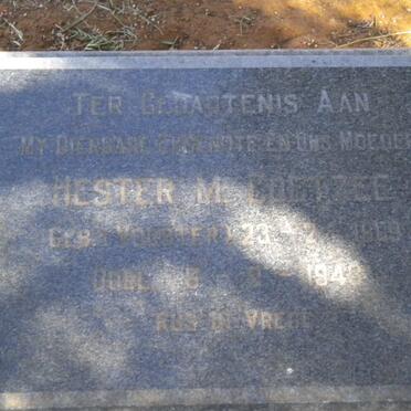 COETZEE Hester M. nee VORSTER 1???-1943