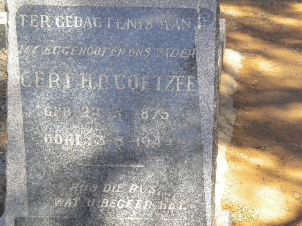 COETZEE Gert H.P. 1875-1944