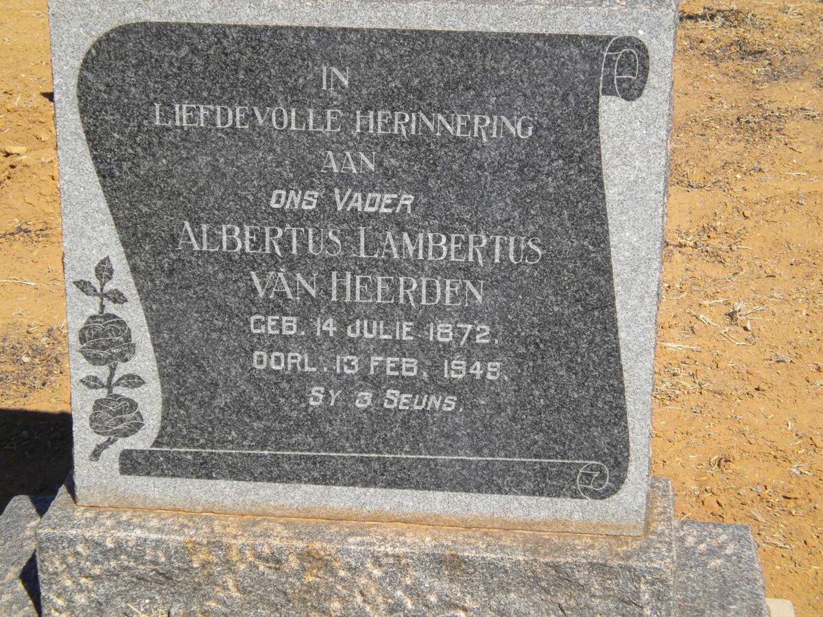 HEERDEN Albertus Lambertus, van 1872-1949