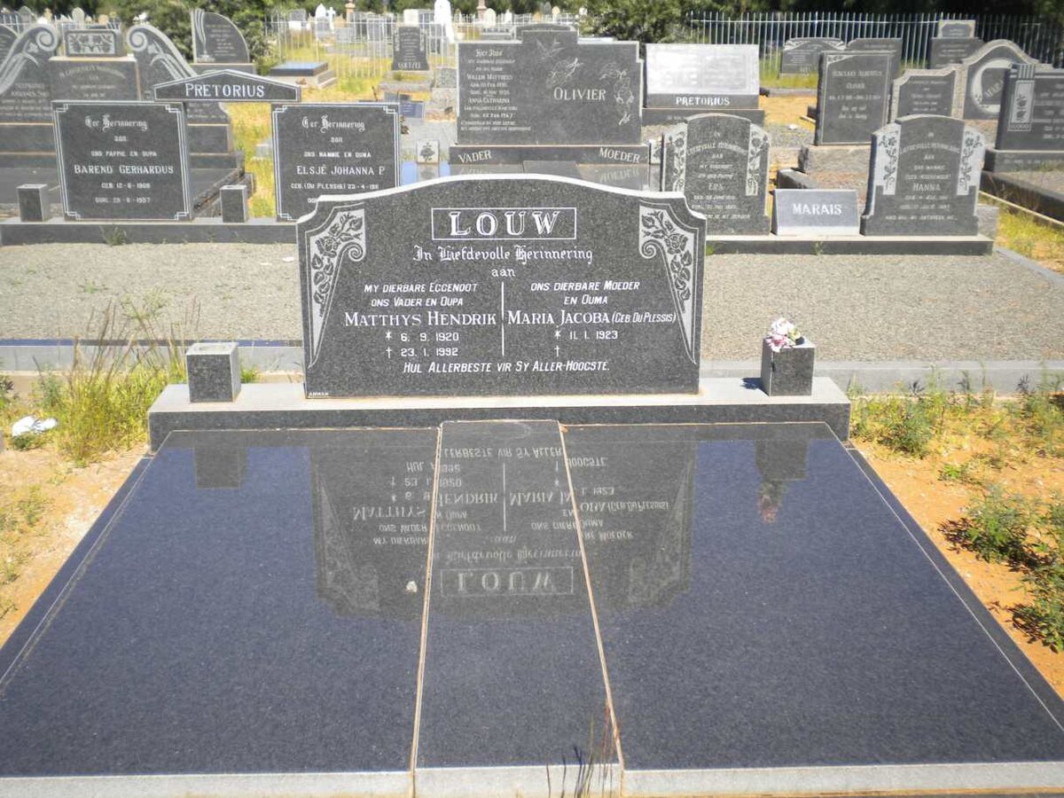 LOUW Matthys Hendrik 1920-1992- &amp; Maria Jacoba DU PLESSIS 1923-
