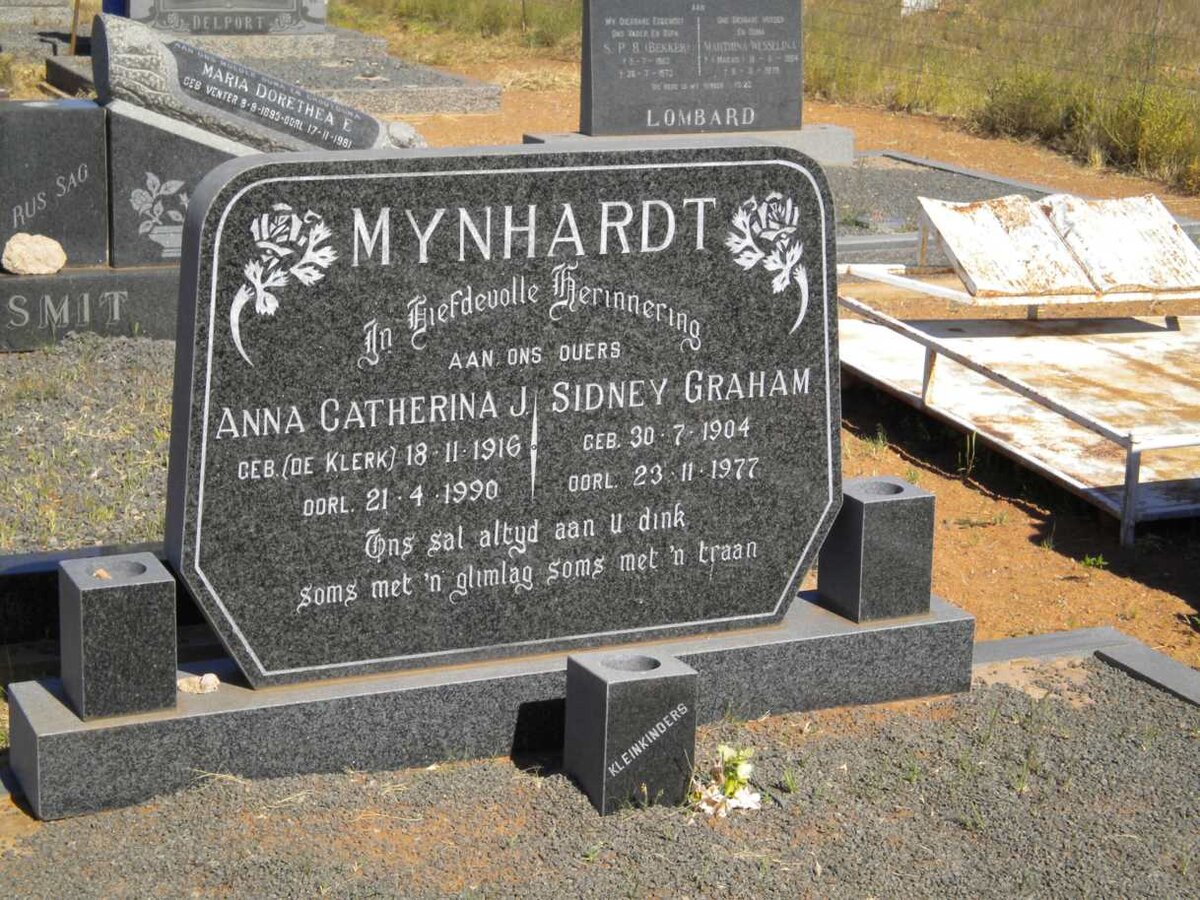 MYNHARDT Sidney Graham 1904-1977 &amp; Anna Catharina J. DE KLERK 1916-1990