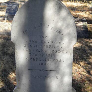 OPPERMAN Anna Soveija S.G. nee VAN HEERDEN 1877-1937
