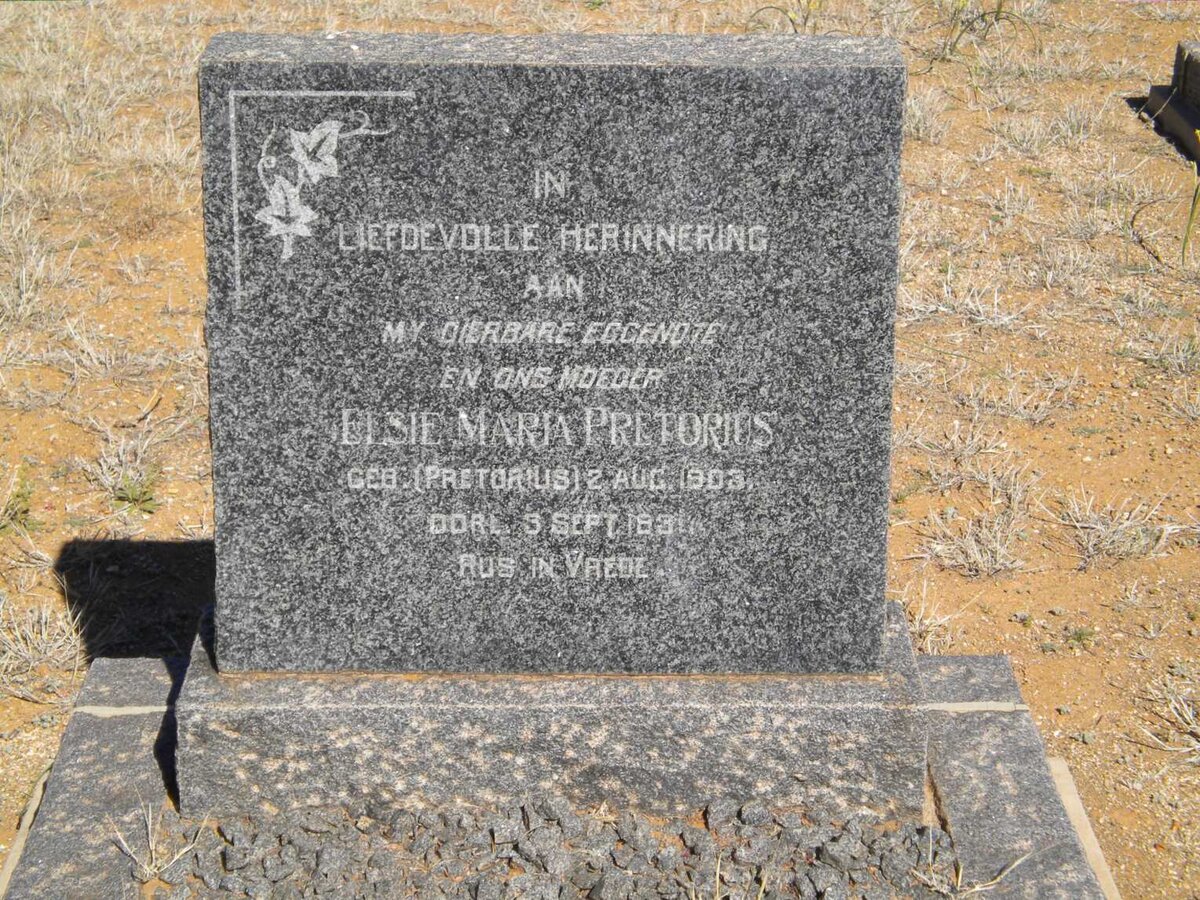 PRETORIUS Elsie Maria nee PRETORIUS 1903-193?
