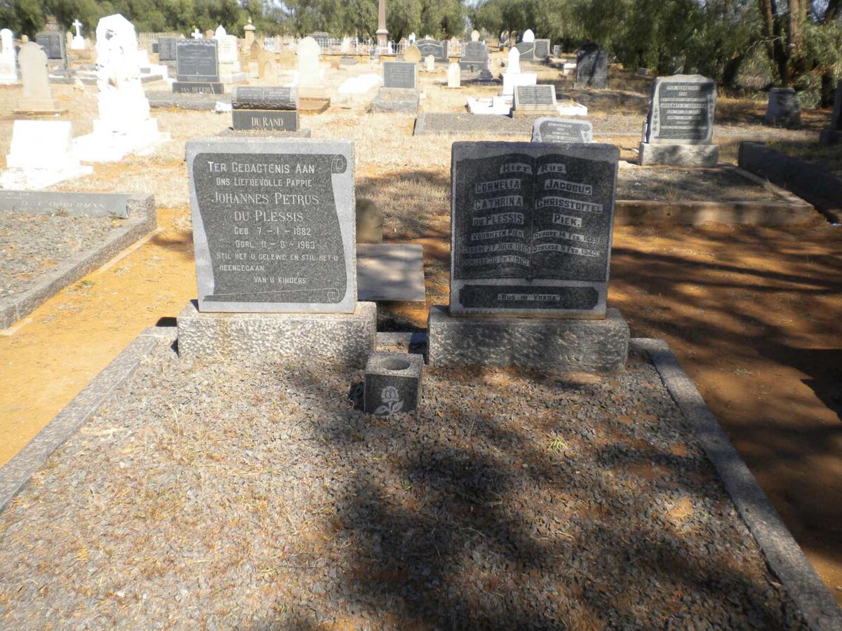 PIEK Jacobus Chrisstoffel 1888-1943 &amp; Cornelia Cathrina DU PLESSIS voorheen PIEK 1889-1963