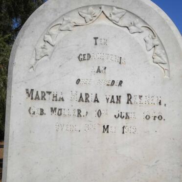 REENEN Martha Maria, van nee MULLER 1848-1919