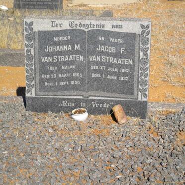 STRAATEN Jacob F., van 1863-1933 &amp; Johanna M. MALAN 1865-1950