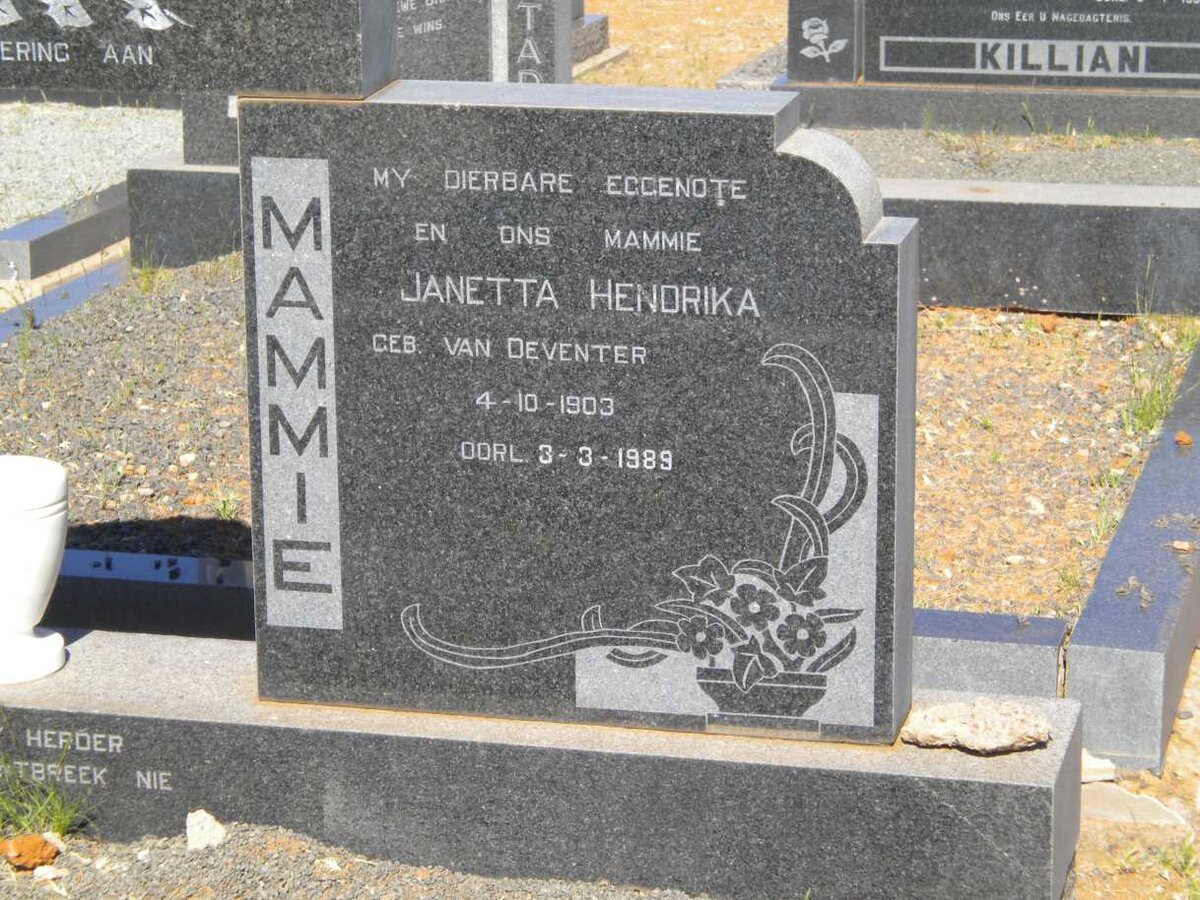 SWANEPOEL Janetta Hendrika nee VAN DEVENTER 1903-1989