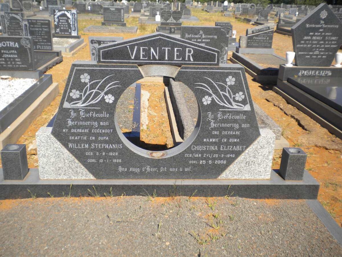 VENTER Willem Stephanus 1928-198? &amp; Christina Elizabet VAN ZYL 1940-200?