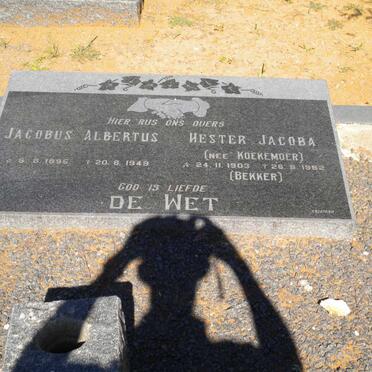 WET Jacobus Albertus, de 1895-1949 &amp; BEKKER Hester Jacoba KOEKEMOER 1903-19?2