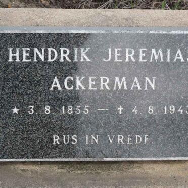 ACKERMAN Hendrik Jeremias 1855-1943