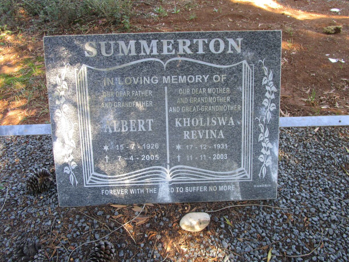 SUMMERTON Albert 1926-2005 &amp; Kholiswa Revina 1931-2003