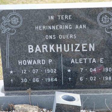 BARKHUIZEN Howard P. 1902-1964 &amp; Aletta E. 1901-1980