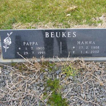 BEUKES Pappa 1903-1993 &amp; Mamma 1908-2002