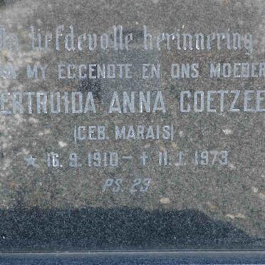 COETZEE Gertruida Anna nee MARAIS 1910-1973
