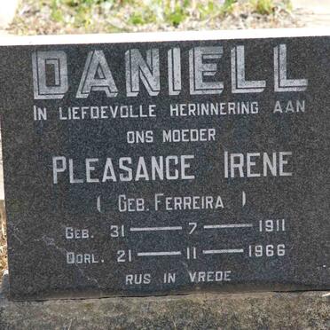 DANIELL Pleasance Irene nee FERREIRA 1911-1966