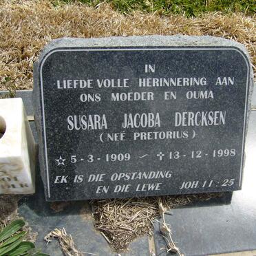 DERCKSEN Susara Jacoba nee PRETORIUS 1909-1998