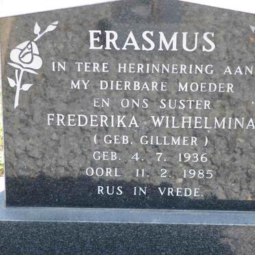 ERASMUS Frederika Wilhelmina nee GILLMER 1936-1985