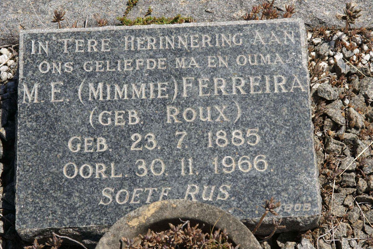 FERREIRA M.E. nee ROUX 1885-1966