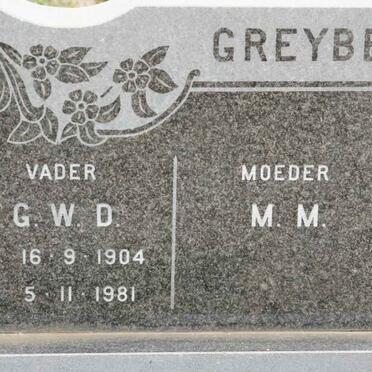 GREYBE G.W.D. 1904-1981 &amp; M.M.