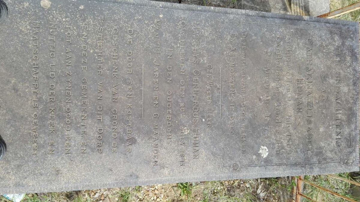 HUMAN Matthys Gerhardus -1875 &amp; Catharina Elisabet 1803-1874