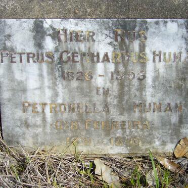 HUMAN Petrus Gerhardus 1826-1896 &amp; Petronella Mijnan FERREIRA 1831-1896