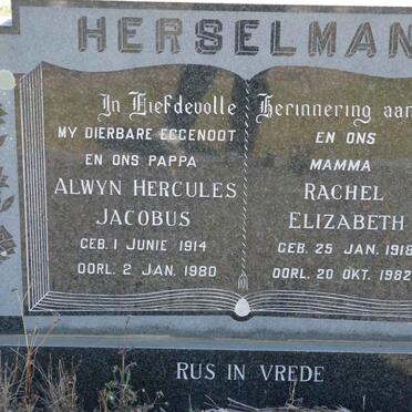 HERSELMAN Alwyn Hercules Jacobus 1914-1980 &amp; Rachel Elizabeth 1918-1982
