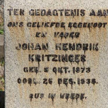 KRITZINGER Johan Hendrik 1873-1938