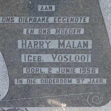MALAN Harry nee VOSLOO 1958