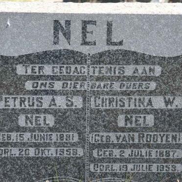 NEL Petrus A.S. 1891-1958 &amp; Christina W. VAN ROOYEN 1887-1953