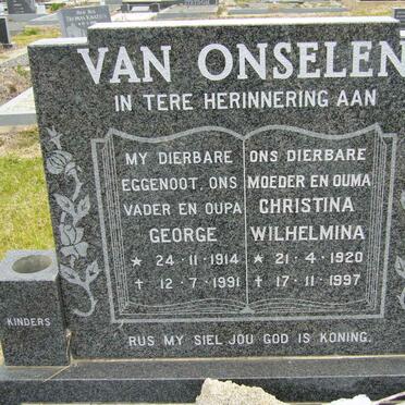 ONSELEN George, van 1914-1991 &amp; Christina Wilhelmina 1920-1997