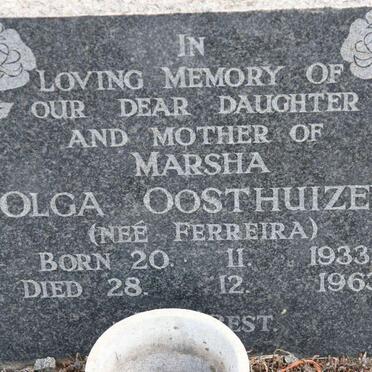 OOSTHUIZEN Marsha Olga nee FERREIRA 1933-1963