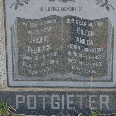 POTGIETER Jacobus Frederick 1887-1965 &amp; Eileen Amilda JOHNSTON 1893-1976