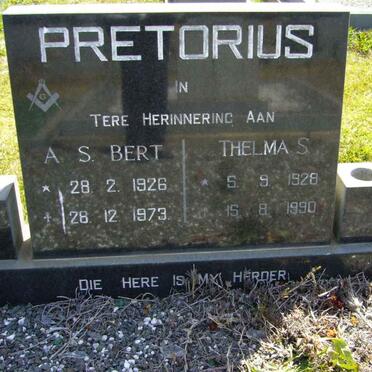 PRETORIUS A.S. 1926-1973  &amp; Thelma S. 1928-1990