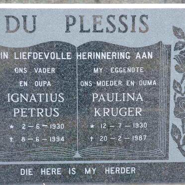 PLESSIS Ignatius Petrus, du 1930-1994 &amp; Paulina KRUGER 1930-1987