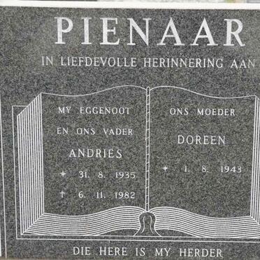 PIENAAR Andries 1935-1982 &amp; Doreen 1943-