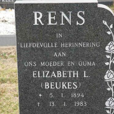 RENS Elizabeth L. nee BEUKES 1894-1983
